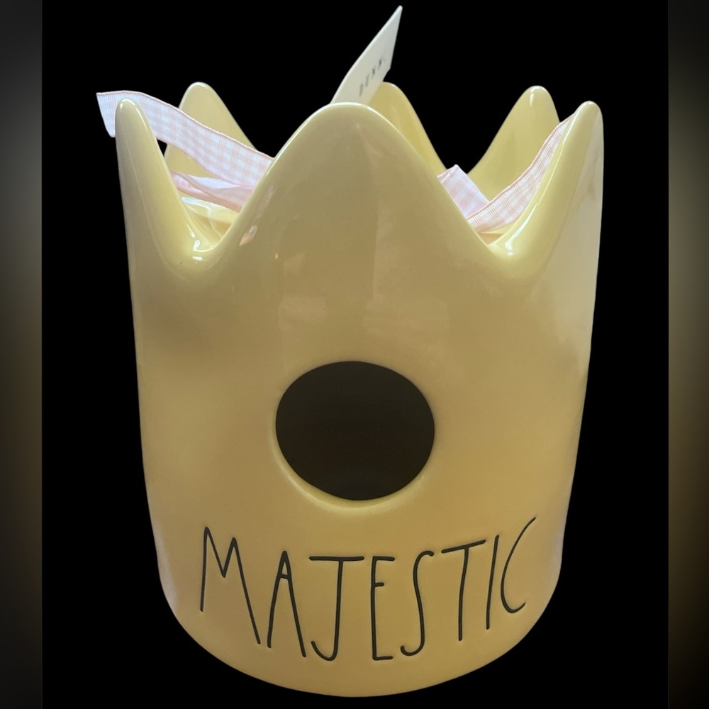 Rae Dunn Majestic Crown Ceramic Birdhouse Yellow NWT